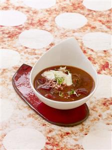 Beetroot soup with beef