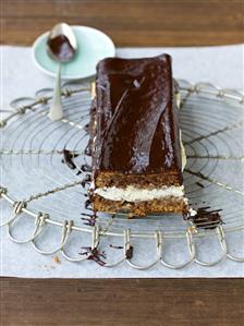 Chocolate nut cake with rum cream filling