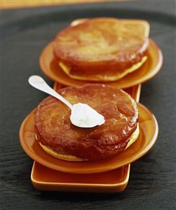 Individual Tarte Tatins with crème fraîche