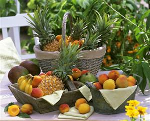 Still life with exotic fruit and apricots.  Prohibido su uso en portada de libro hasta septiembre 2014