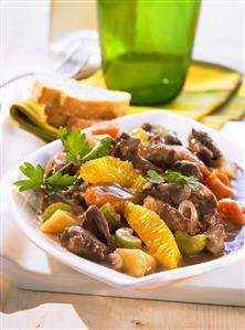 Venison goulash with orange segments