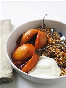 Muesli with tamarillos and yoghurt