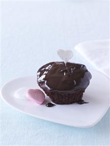 Chocolate muffin with heart