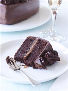 A piece of chocolate cake