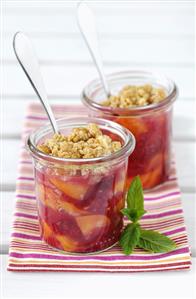 Raspberry and peach crisp