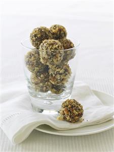 Cranberry and orange truffles coated in nuts