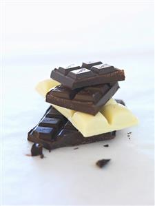 A stack of different pieces of chocolate