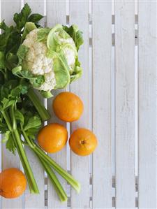 Oranges, celery and cauliflower