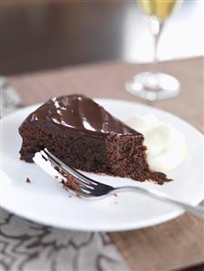 A piece of chocolate cake