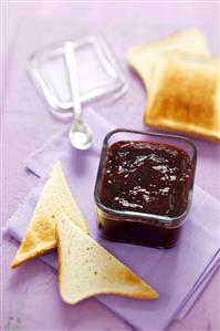 Plum jam and toast