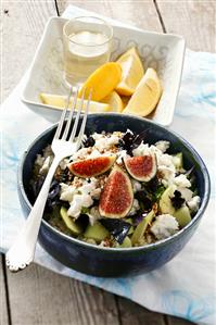 Avocado salad with figs and feta cheese