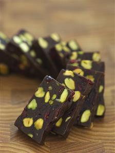 Chocolate and pistachio slices