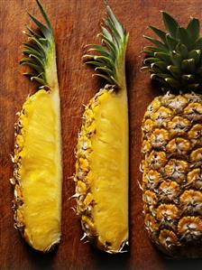 Pineapple, whole and two wedges