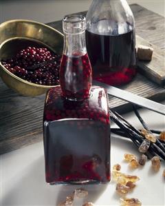 Home-made elderberry liqueur