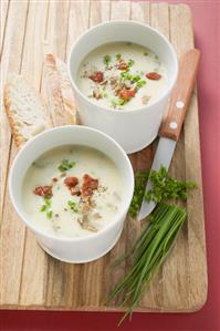 Cream of potato soup with ceps