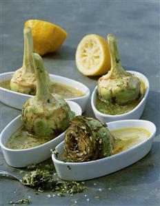 Carciofi alla romana (Stuffed braised artichokes, Italy)