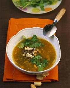 Lentil soup with ginger and peanuts