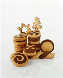 Assorted biscuits made with chocolate and plain mixture