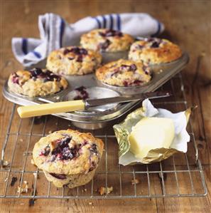 Plum muffins and butter