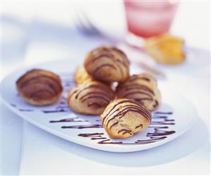 Profiteroles with chocolate drizzle