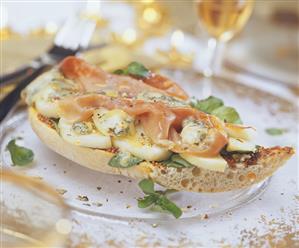 Pears, grilled Stilton and ham on ciabatta