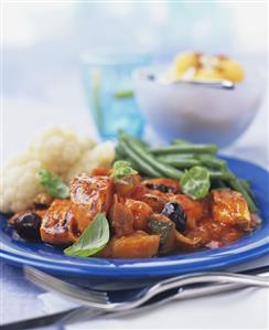 Vegetable stew with sweet potatoes and courgettes