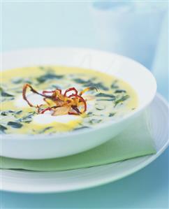 Potato soup with ramsons (wild garlic)