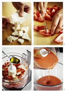 Making gazpacho (Cold soup from Spain)