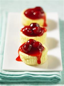 Three small cherry cakes