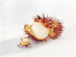 Rambutan, partly peeled