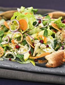 Crab salad with apple, carrot and cranberries