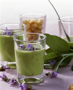 Cream of pea soup with sage