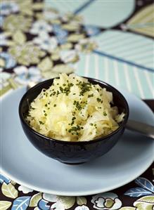 Apple sauerkraut in a small bowl