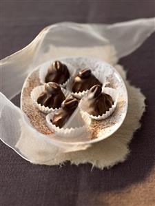 Marzipan chocolates with coffee beans