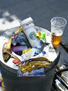 A full litter bin