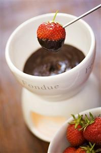 Chocolate fondue with strawberries