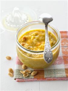 Orange and leek relish with peanuts