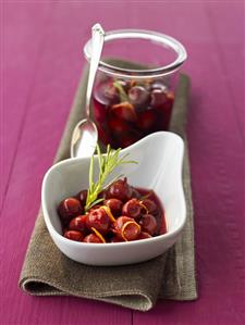 Cherry compote with rosemary and orange zest