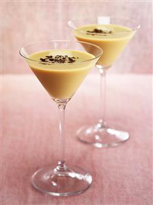 Baileys with grated chocolate in two glasses