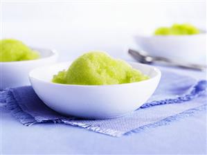 Honeydew melon ice cream in three dishes