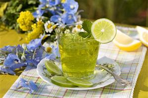 Lime jelly in a glass