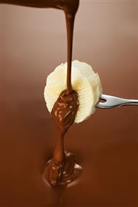 Banana with melted chocolate