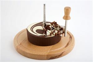 Chocolate roulette on girolle