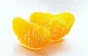 Two segments of mandarin orange