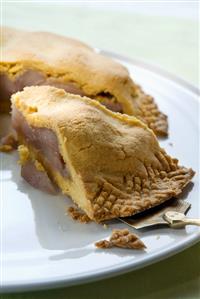 Red wine pear pie with cornmeal pastry crust