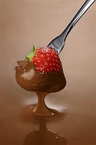 Strawberry in chocolate sauce