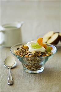 Muesli with fresh fruit and yoghurt