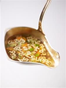 Alphabet soup in ladle