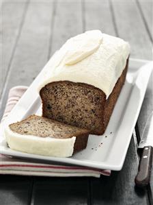 Banana chocolate loaf cake with cream icing