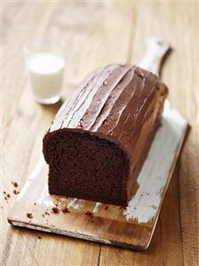 Chocolate loaf cake with chocolate buttercream icing